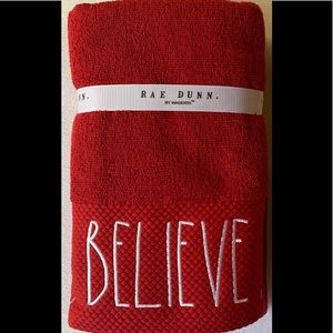 Rae Dunn Believe Red Hand Towels